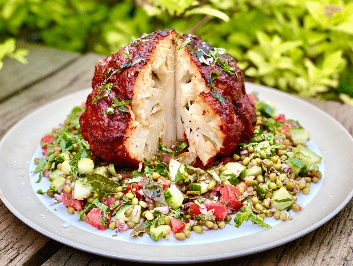 Spicy Harissa Whole Roasted Cauliflower