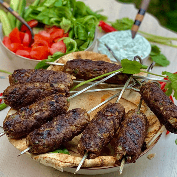 Grilled Spiced Lamb Kebabs with a garlicky tzatziki