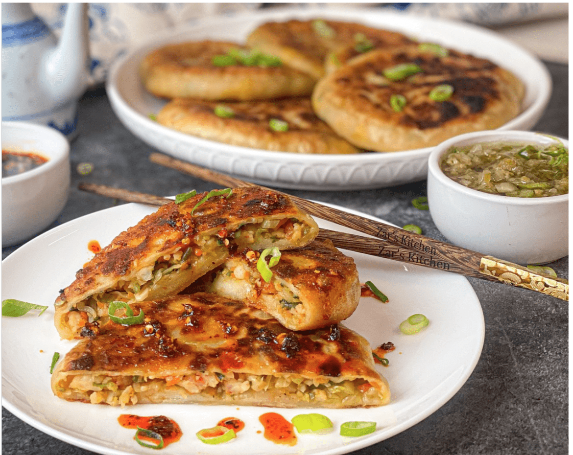 Crisp Chinese Pancake Pockets filled with Prawns & Crunchy Veg