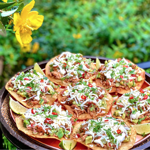 Crisp Tostadas with Mexican Chipotle Shredded Chicken