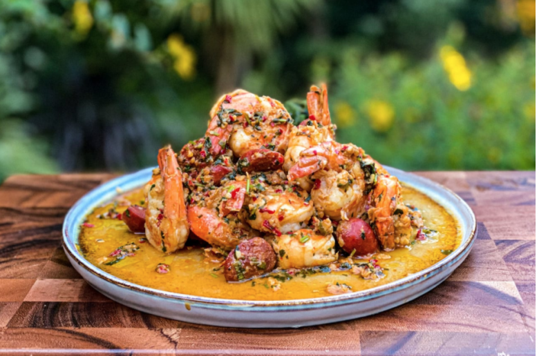 Garlicky King Prawns & Chorizo