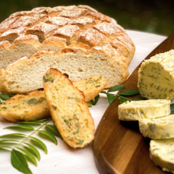 Curry Leaf Butter with Crusty Homemade Bread