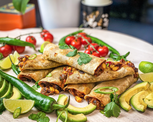 Vegan Mexican Chilli Baked Toquitos - Zars Kitchen