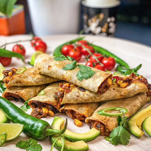 Vegan Mexican Chilli Baked Toquitos