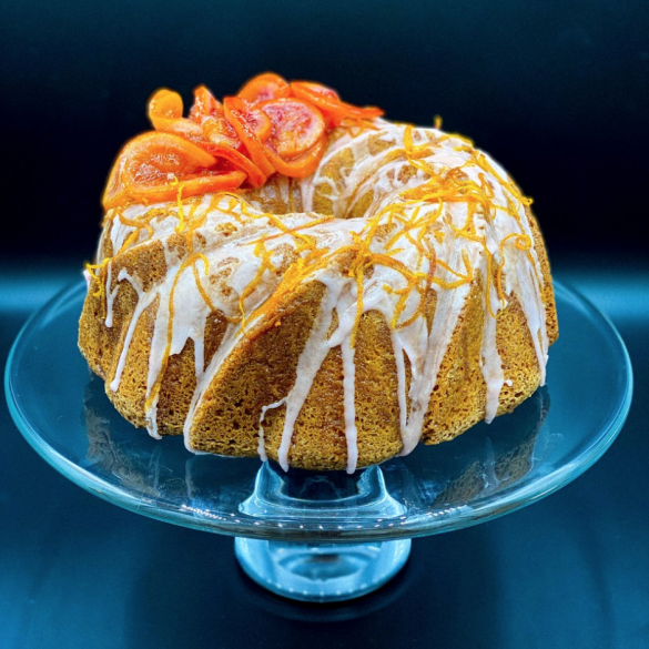 Warm Spiced Blood Orange Olive Oil Cake With Caramelised Orange Spirals