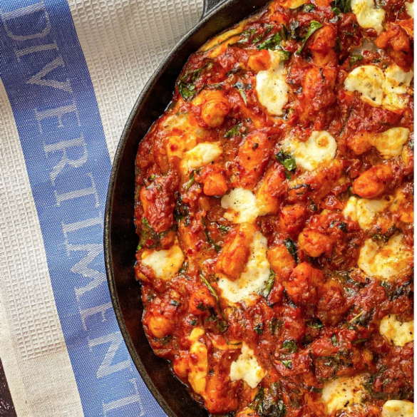 Bubbling Gnocchi Bake With Spicy Nduja, Spinach, Basil & Melting Mozzarella