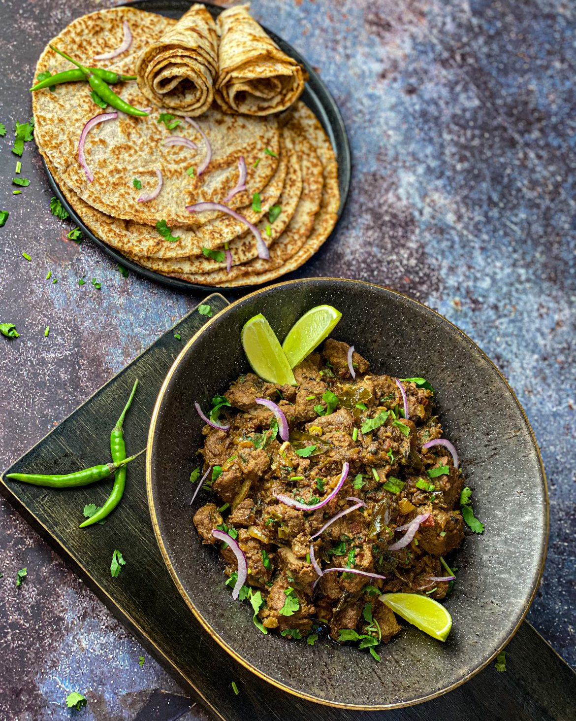 Spicy Masala Liver With Coconut Rotis