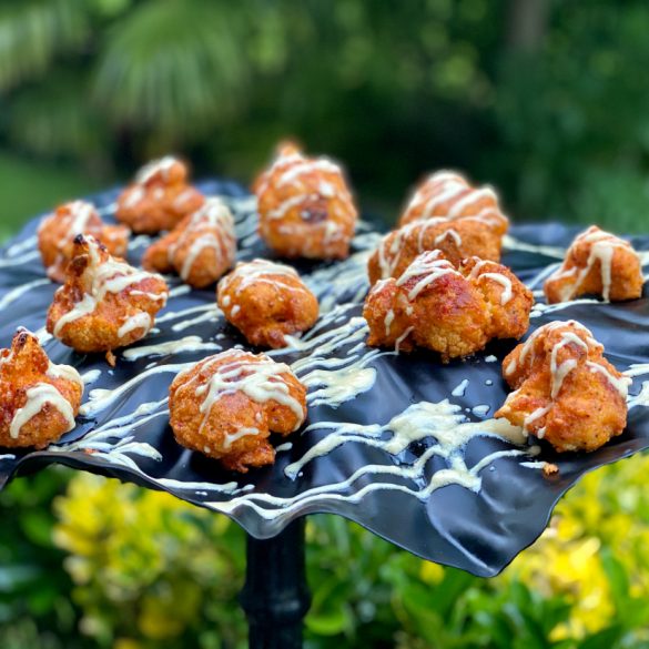 Buffalo Cauli Wings With Tahini Drizzle