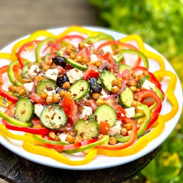 Greek Salad With Spiced Crispy Chickpeas