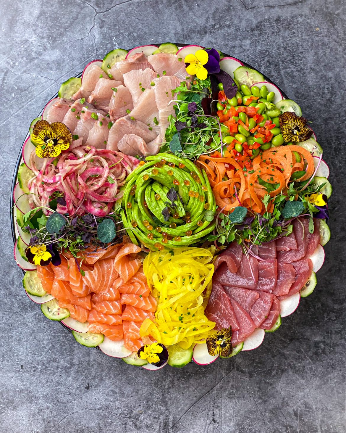 Summer Sashimi Salad With A Ponzu Soy & Yuzu Dressing