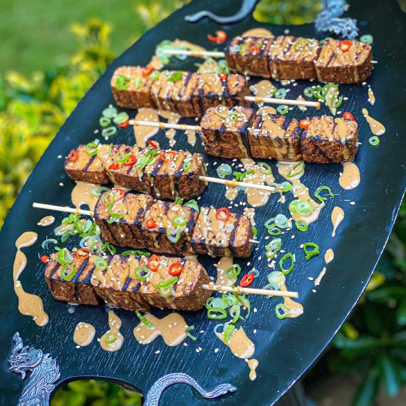 Griddled Smoked Tofu Satays With Spicy Peanut Sauce