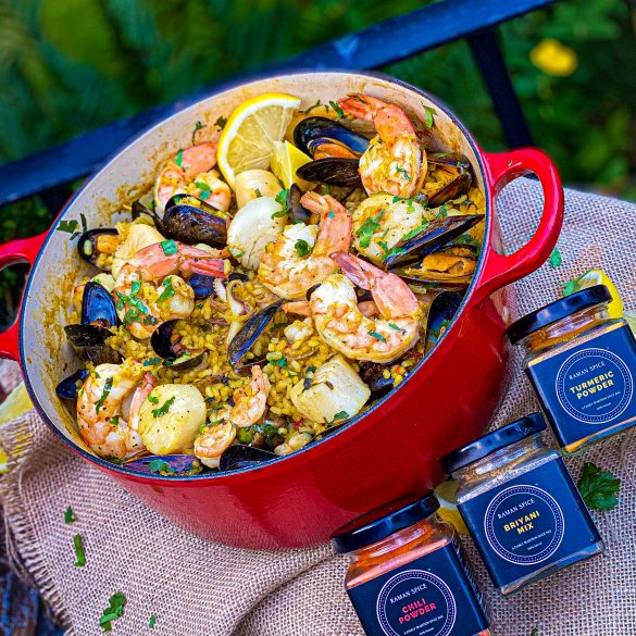 Twisted Biryani Spiced Seafood Paella