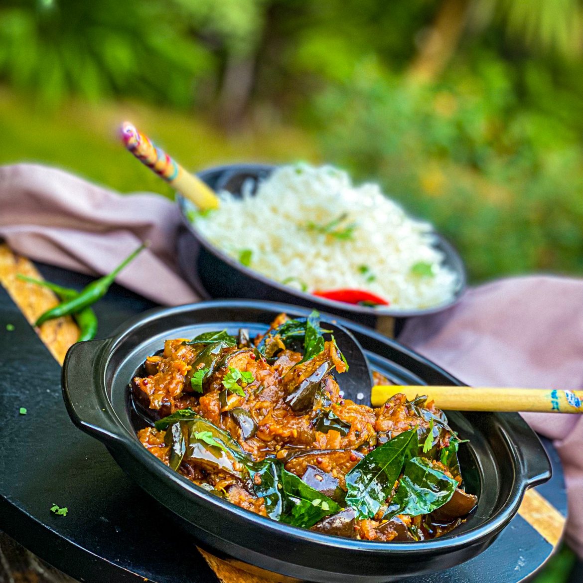 “Masalasified” Aubergine With Crispy Curry Leaves
