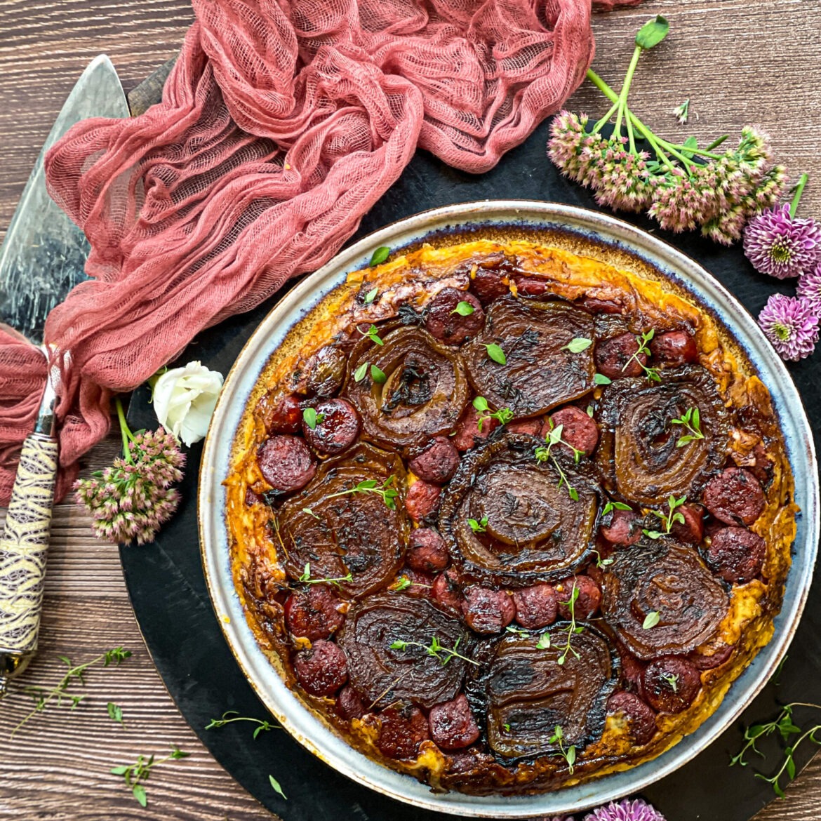 Chorizo, Manchego & Onion Tarte Tatin