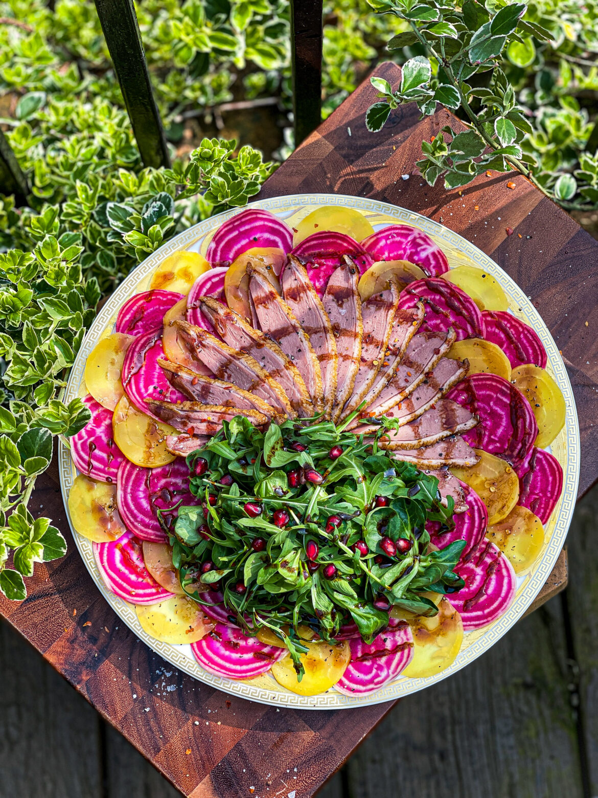 Smoked Duck Breast & Beetroot with a Sticky Pomegranate Drizzle